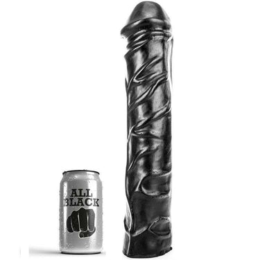 Dildo realistico nero con venature e strappo, 31 cm, sicuro e versatile